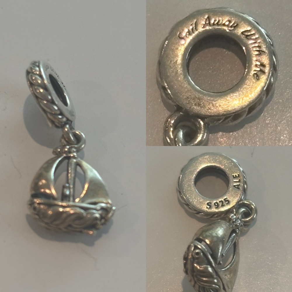 Pandora Sailboat Dangle Charm Sterling Silver Nautical Ocean Travel Charm